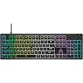 Corsair K55 CORE RGB Membrane Wired Gaming Keyboard – Quiet, Responsive Switches – Spill Resistance – Ten-Zone RGB – Media Ke