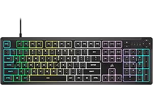 Corsair K55 CORE RGB Membrane Wired Gaming Keyboard – Quiet, Responsive Switches – Spill Resistance – Ten-Zone RGB – Media Keys – iCUE Compatible – QWERTY NA – PC, Mac – Black