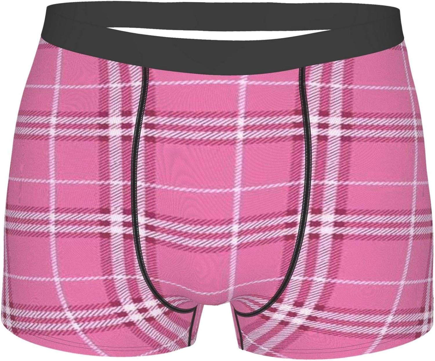 Classic Pink Plaid Men'S Boxer Briefs, Comfort Strench Waistband