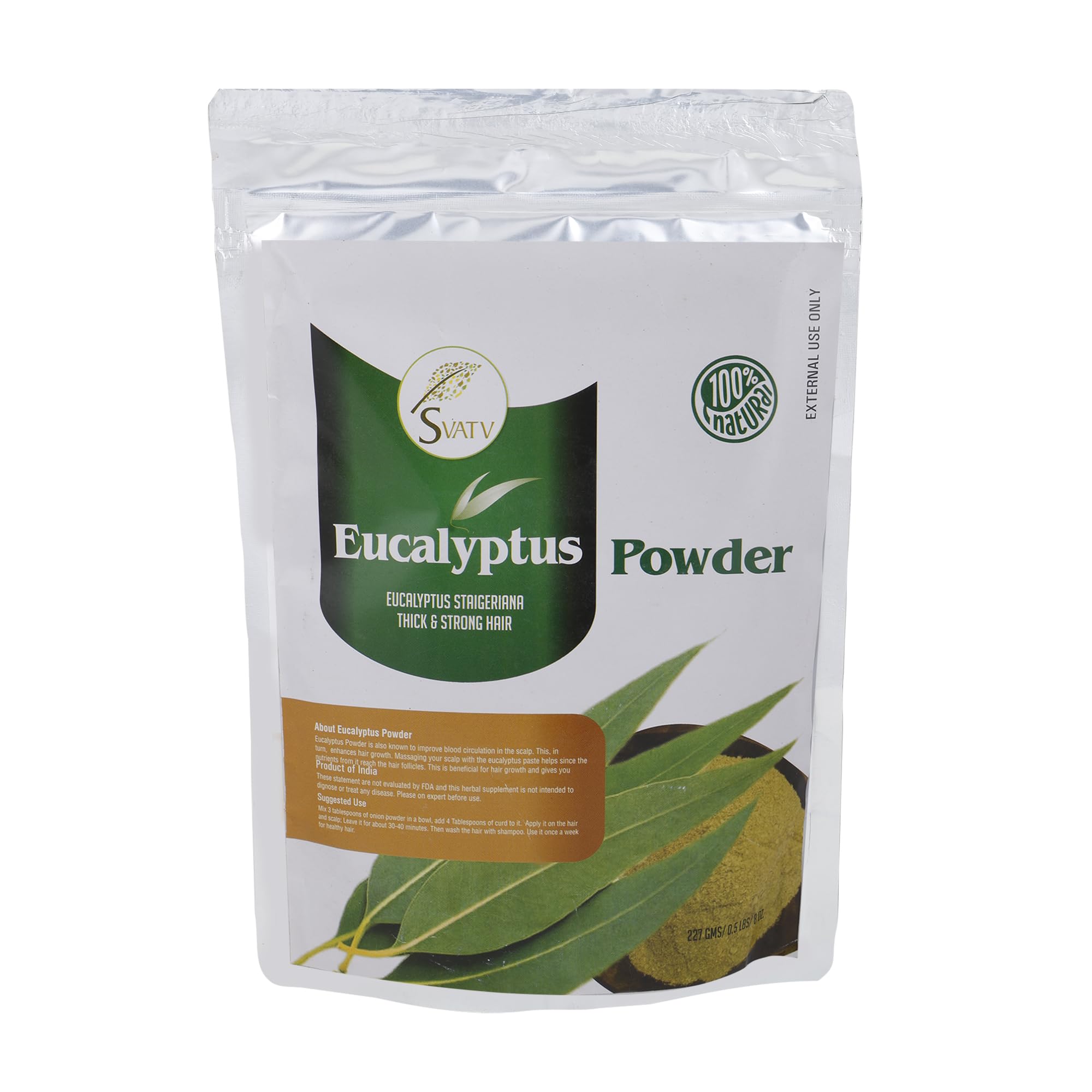 Svatv Eucalyptus Powder (Eucalyptus Staigeriana) | For Hair Growth | Soothes The Scalp |Good for Skin | Size - 227 Grams