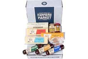 DELI DIRECT Farmers' Market Charcuterie Gift for Christmas, Wisconsin Cheese, Hickory Smoked Meat, Shelf Stable, Gourmet Meat and Cheese Platter, Traditional Charcuterie Assortment