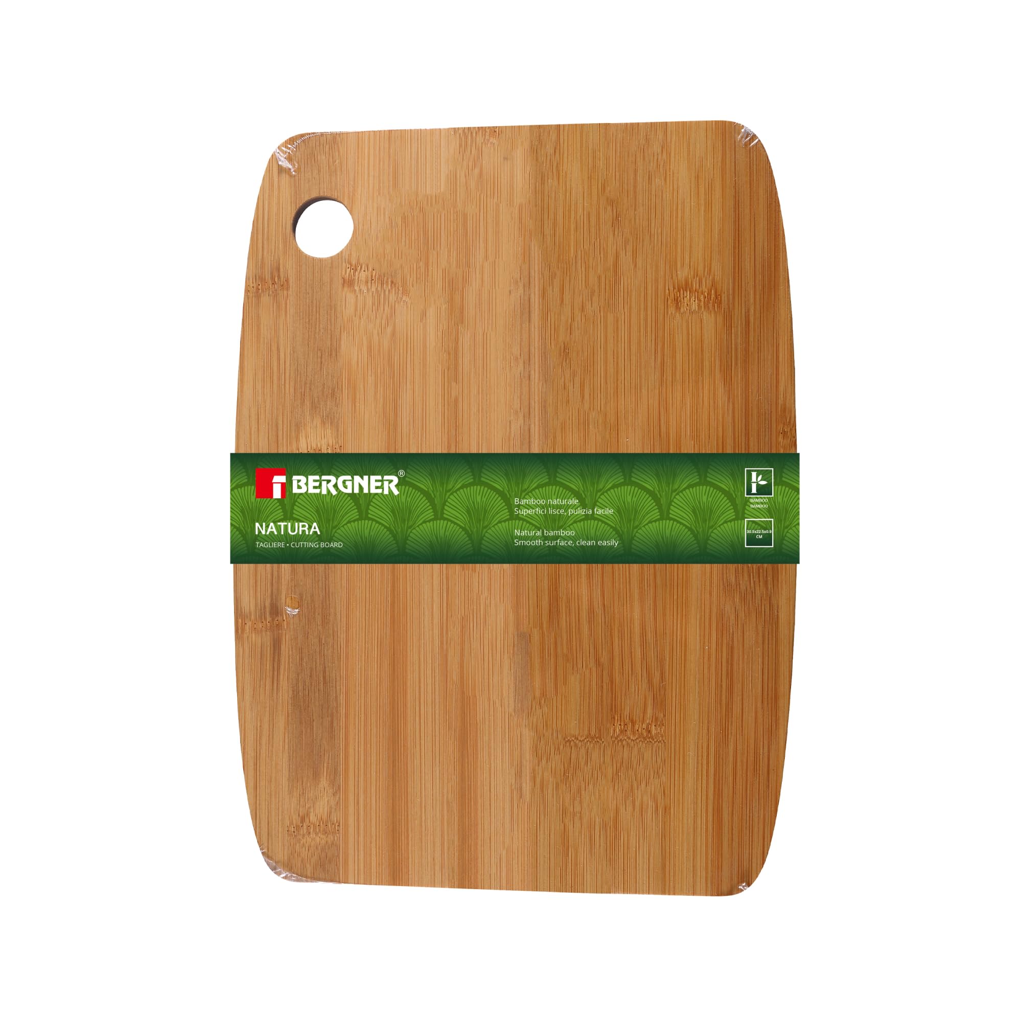 Bergner - Bamboo Cutting Board - Natural Wooden Chopping Board - Ideal for Kitchen Prep - Vegetables, Poultry, Fish & Meat - 30.5 x 22.5cm