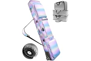 AUROTIER 10mm Padded Skis Snowboard Bag with Wheels and TSA Combination Lock for Air Travel, 3 TPU Zippered Bags, Flexible Storage for Snowboards, Helmets, Snow Jackets & Boots, Waterproof