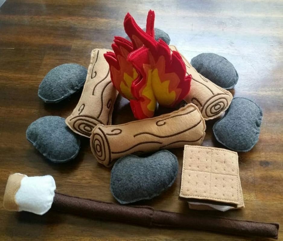 Felt Campfire Play Set for Kids with Smore and Roasting