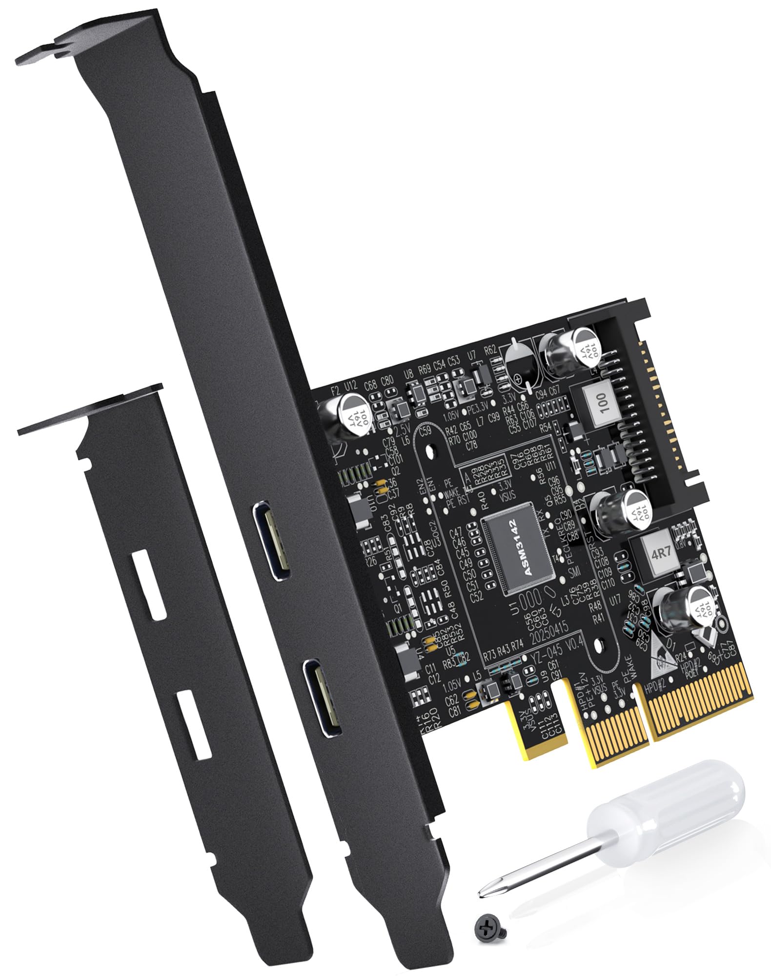 Photo 1 of 10Gbps PCIE USB C 3.2 Gen 2 Card, 2-Port PCle to USB C Expansion Card, PCI Express 3.0 x4 Adapter for Desktop PC, SSD Enclosures, Workstations, File Backup, Data only