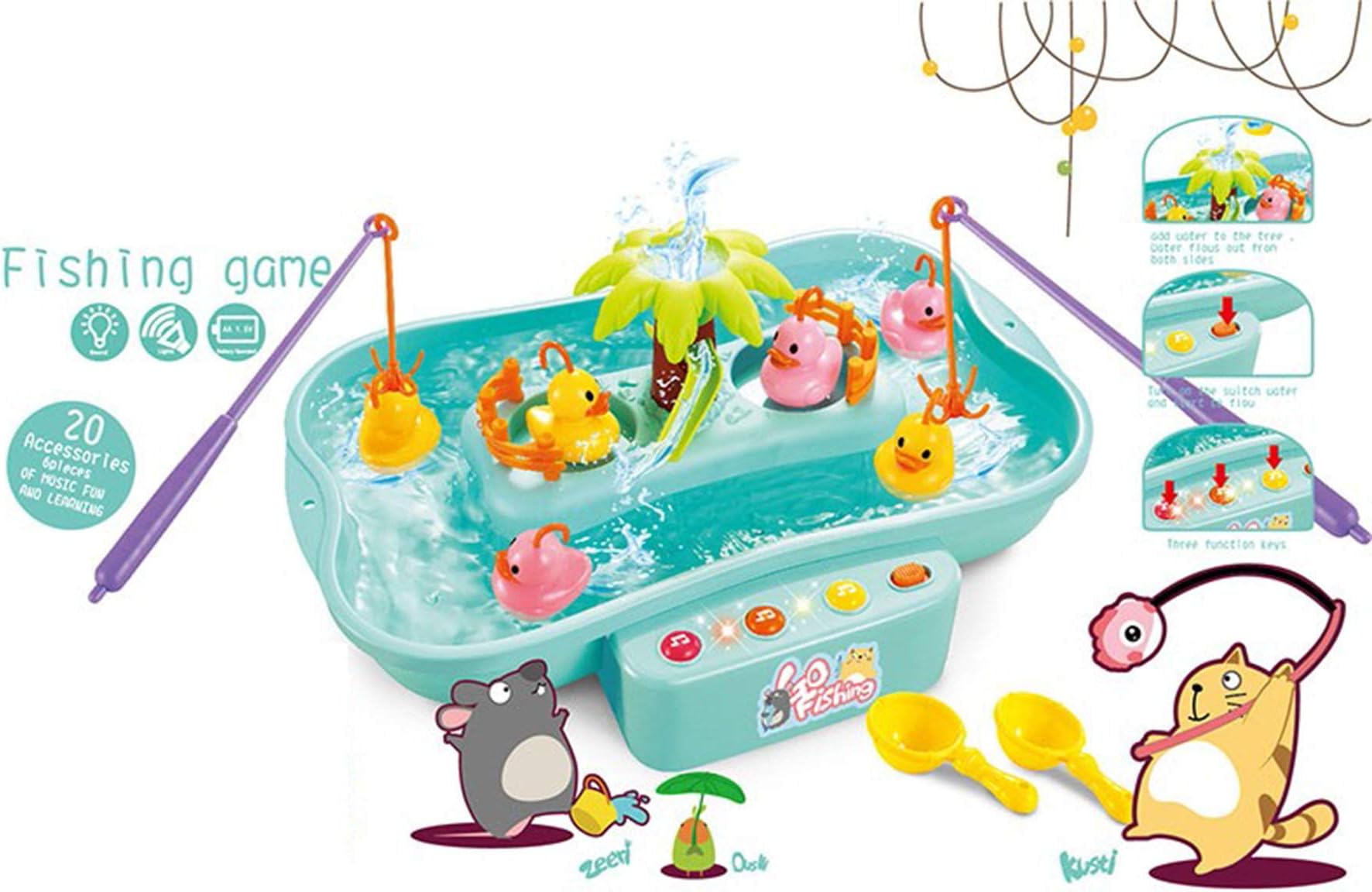 KITIKITTZ® Fishing Park Game with a Waving Pool and Accessories (with Light and Sound)
