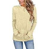AUSELILY Long Sleeve Drawstrings Hoddie Sweatshirt With Thumb Holes Hoodie for Women