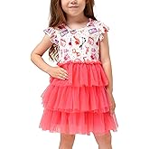 EASWEET Bamboo Viscose Toddler Girl Dress Summer Flutter Sleeve Casual Tulle Tutu Dress