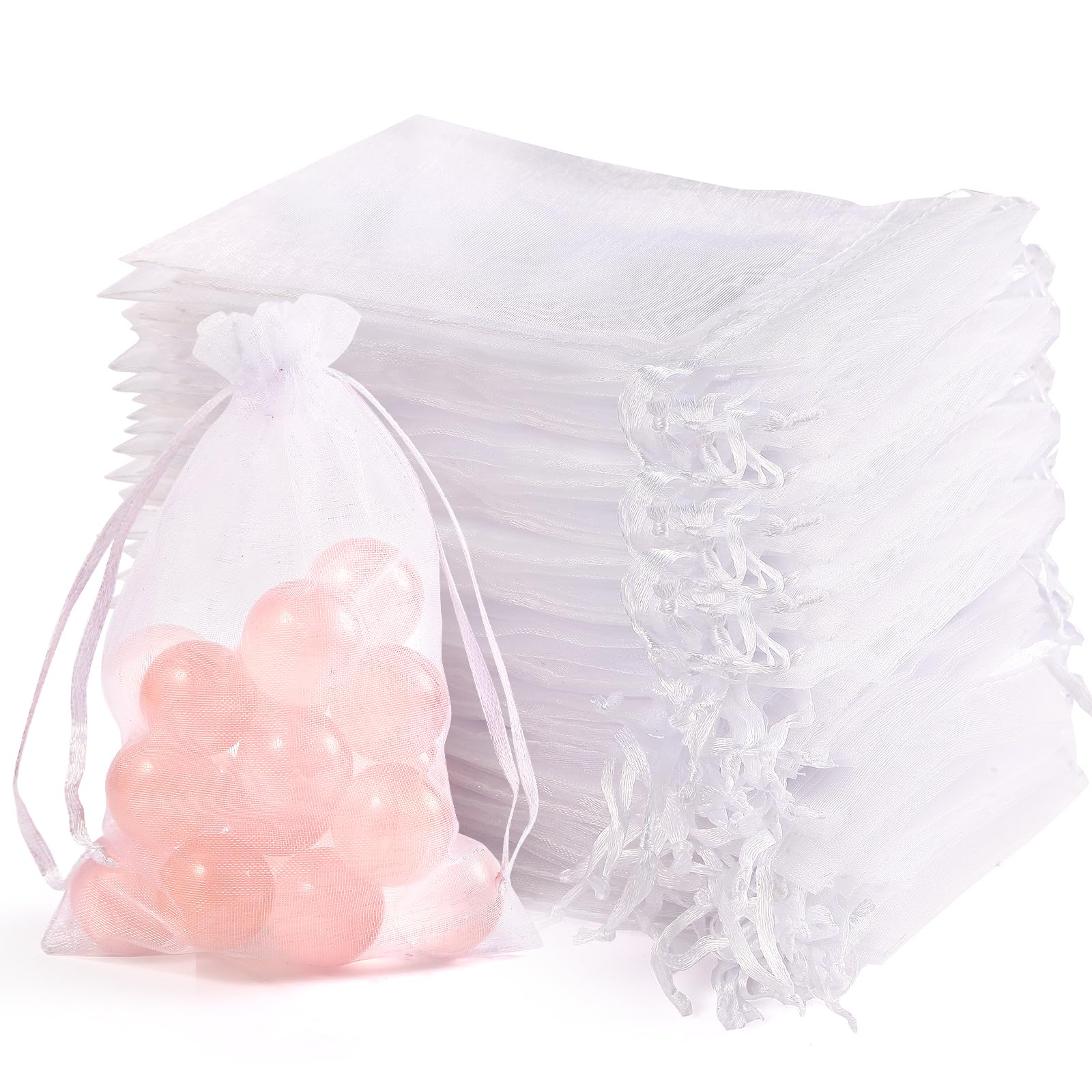 Photo 1 of 100pcs Organza Bags for Small Gift 4x6 Inch, Premium Mesh Bags Drawstring Candy Jewelry Packaging Sachet Bags, Easter Day Wedding Party Favors Small Gift Bag Durable & Scent-Free for Small Business