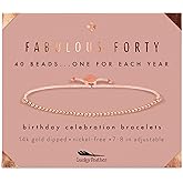Lucky Feather Gifts for 40 Year Old Woman | Cute 14k Gold Dipped Beads Bracelet | Fabulous Forty Milestone Bracelet | gift ideas, for women 40s | Adjustable 7"- 8" Cord | 40th Birthday Gifts Women