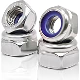 Kinhon Rock M6 x 1mm Metric Nylon Insert Lock Nuts (30pcs) DIN 985 Locknuts 304 Stainless Steel Hex Nylock Nuts Reusable Anti-Loose Corrosion-Resistant for DIY Home Automotive Industrial