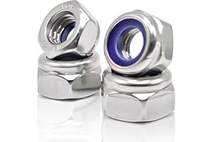 KINHON ROCK M8 x 1.25mm Metric Nylon Insert Lock Nuts (40pcs) DIN 985 Locknuts 304 Stainless Steel Hex Nylock Nuts Reusable Anti-Loose Corrosion-Resistant for RC Models Machinery DIY