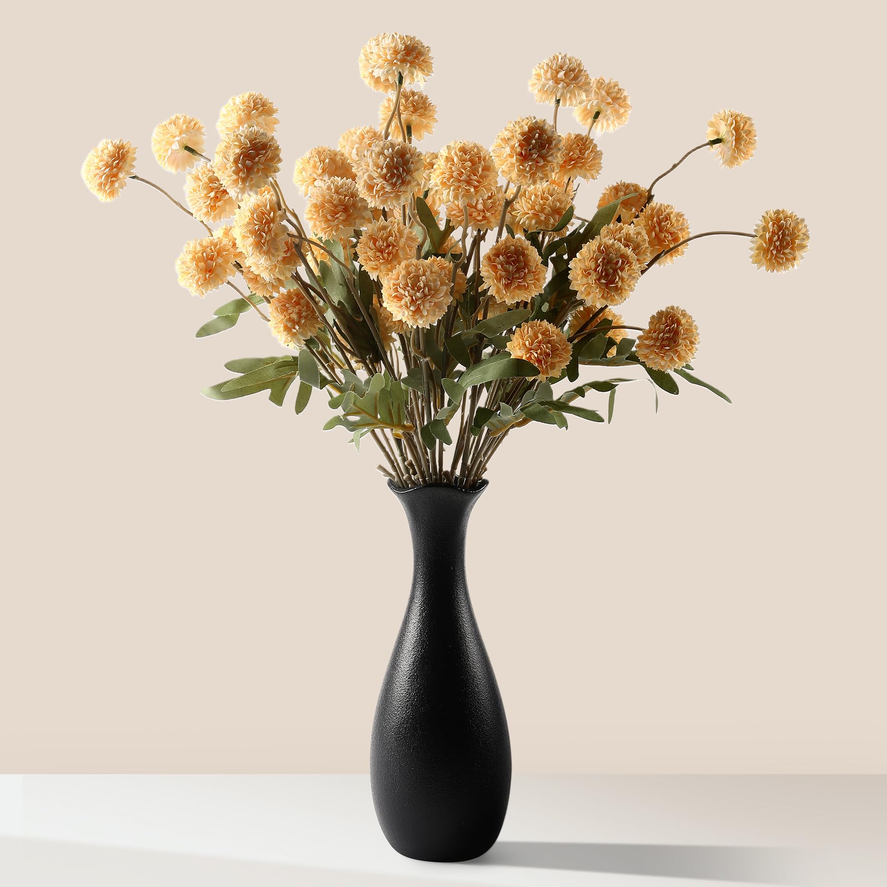 Photo 1 of JAKY-Global 10 Stems Fall Artificial Chrysanthemum Flowers,21in Realistic Silk Pompon Fake Mums for Boho Home Decor, Halloween Centerpieces, Autumn Wedding Arrangements