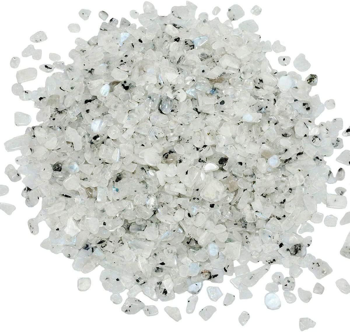 Indoor Fountains & Accessories - IMALY White Moonstone Tumbled Chips Stone Polished Crushed Healing Crystal Quartz Pieces Irregular Shaped Stones for Home Decorative Stones Vases Plants Succulents 0.5lb