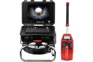DANCULPE Sewer Camera with Locator, Self-Leveling, Distance Counter, 10" IPS Screen Sewer Inspection Camera with DVR 164ft/50M Cable, 12 Adjustable Lights for Plumbing Inspection