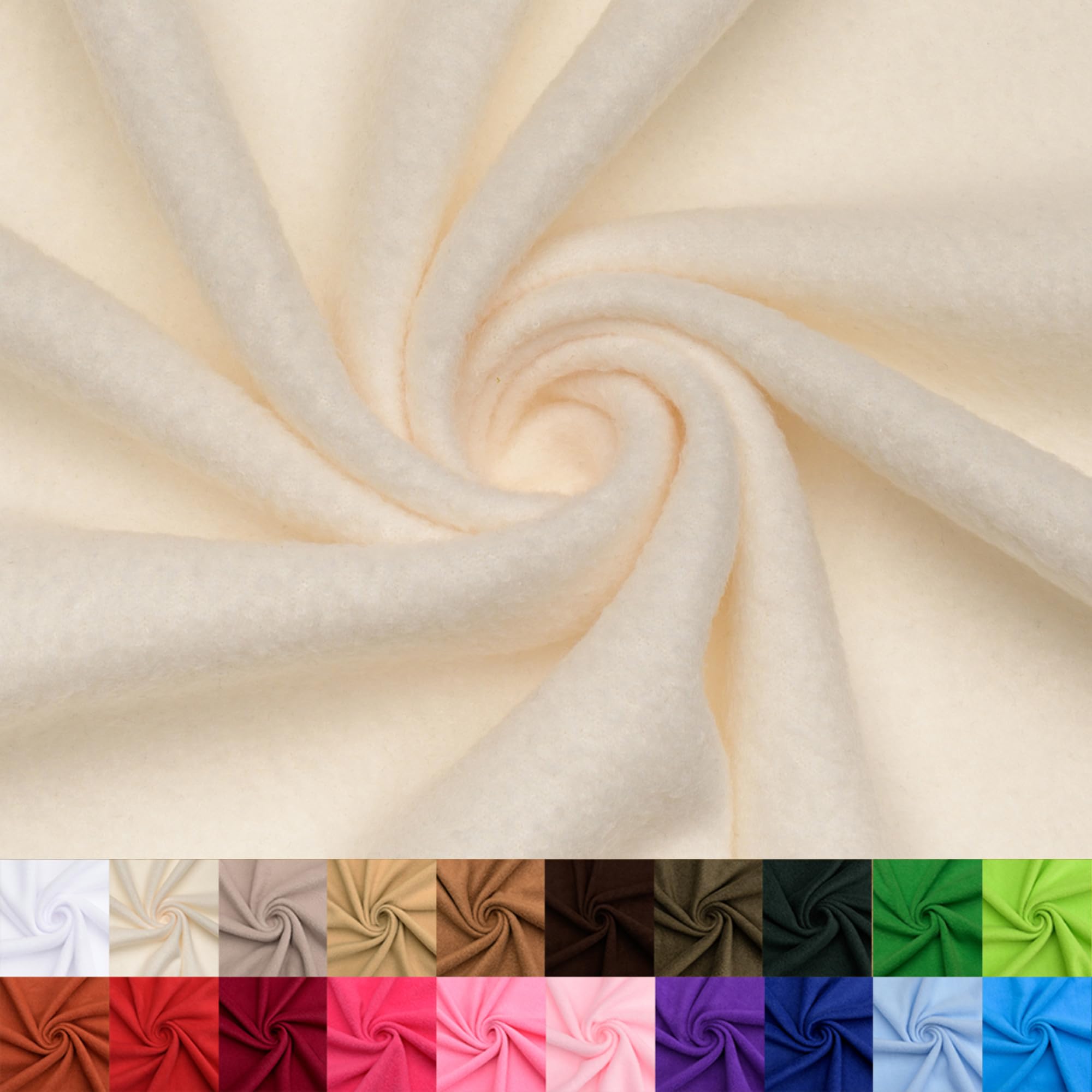 Pico Textiles 1 Yard - Ivory Solid Fleece Fabric