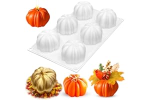 SIQINZONGWA Silicone Soap Molds, 6 Cavity Pumpkin Silicone Molds, 3D Pumpkin Cake Molds for Baking Cupcake Pastry Pudding Chocolate Handmade Soap Halloween Thanksgiving Resin Crafts
