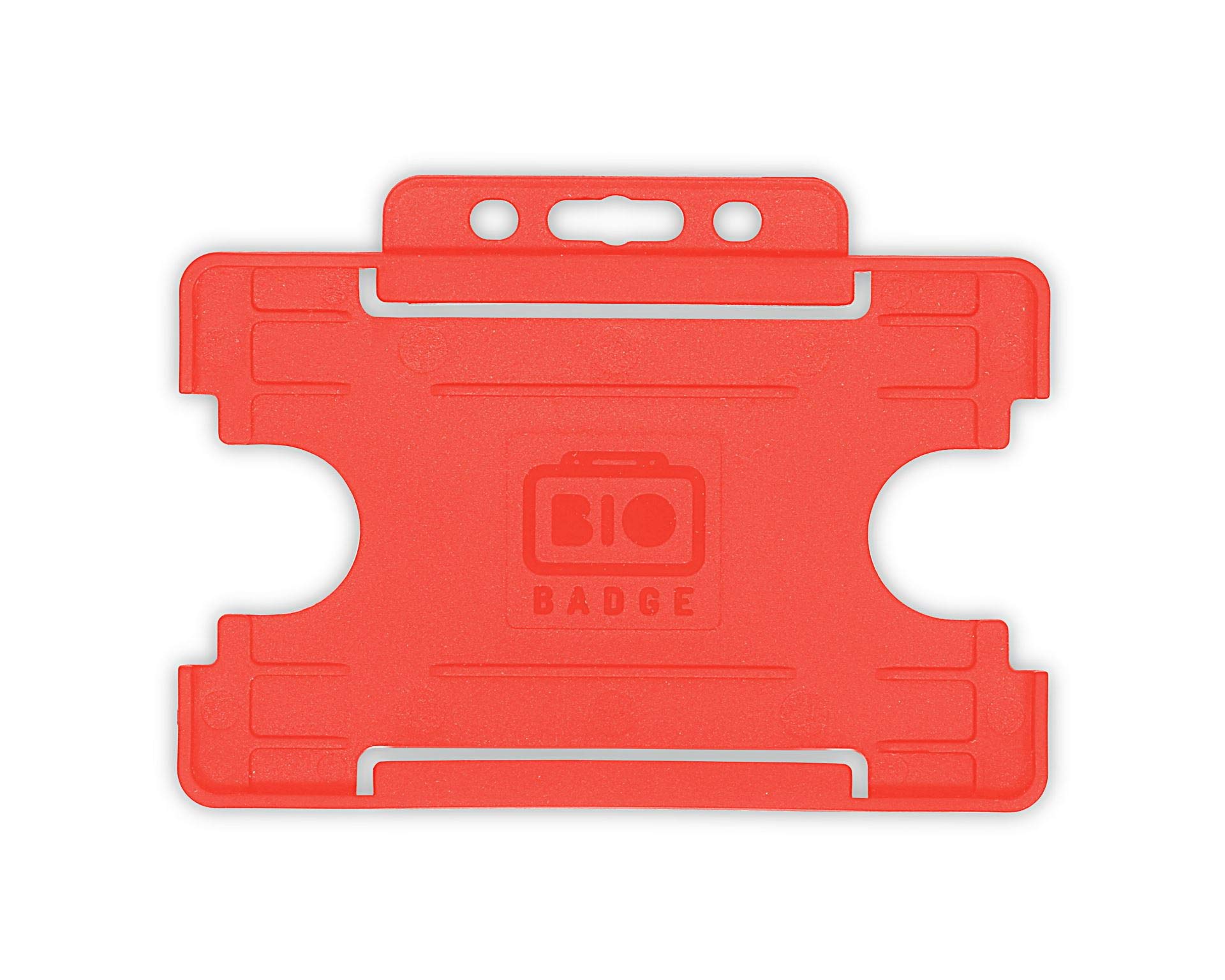 BioBadge Red ID Card Holders Open-Faced for ID Badges, Landscape - Pack of 100