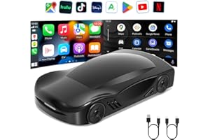 M CARKUMI Wireless Carplay Adapter Wireless Android Auto and CarPlay AI Box Plug&Play Auto Connection Carplay Wireless Adapter with Netflix/YouTube/Google Play Fit for 2017+ OEM Wired CarPlay Cars
