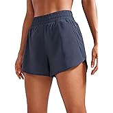 CRZ YOGA Dolphin Athletic Shorts for Women 3" - High Waisted Quick Dry for Running Workout Gym Track with Zip Pocket