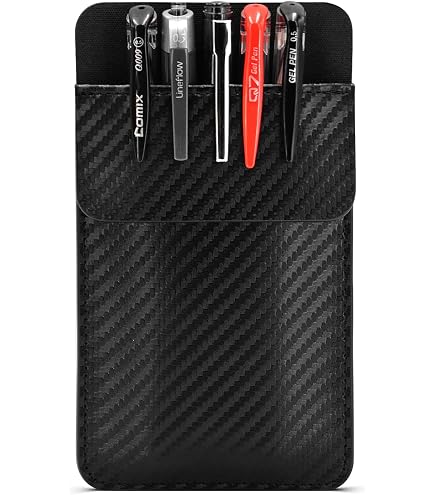 Cacturism 4-Pack PU Leather Pocket Protector – Clear PVC Divider Keeps Pens Secure, Fits Shirts & Lab Coats – Multi-Use Tool Pouch (Black, 4 Pcs)