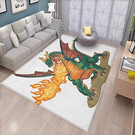 Dragón, habitación casa recámara alfombra piso alfombra, mítico fuego