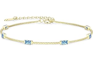 LOUISA SECRET Birthstone Bracelets for Women, 925 Sterling Silver Dainty Simple Women Charm Link Bracelet, Birthday Anniversary Jewelry Gifts for Women Wife Mom Her