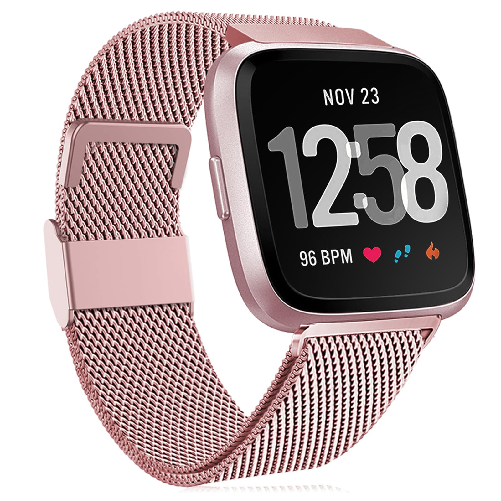 Faliogo Stainless Steel Metal Strap Compatible with Fitbit Versa 2/Versa/Lite, Rose Gold, Small Size, 5.5"-7.1" Wrist