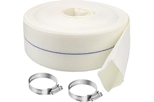 Ahzemepinyo 2IN x 164FT Pool Backwash Hose Heavy Duty Drain Discharge Hose LayFlat Garden Hose with 2 Clamps,Weatherproof Burst Resistant for Water Transfer, Sump Pump, Pool Filter, Pool Drain