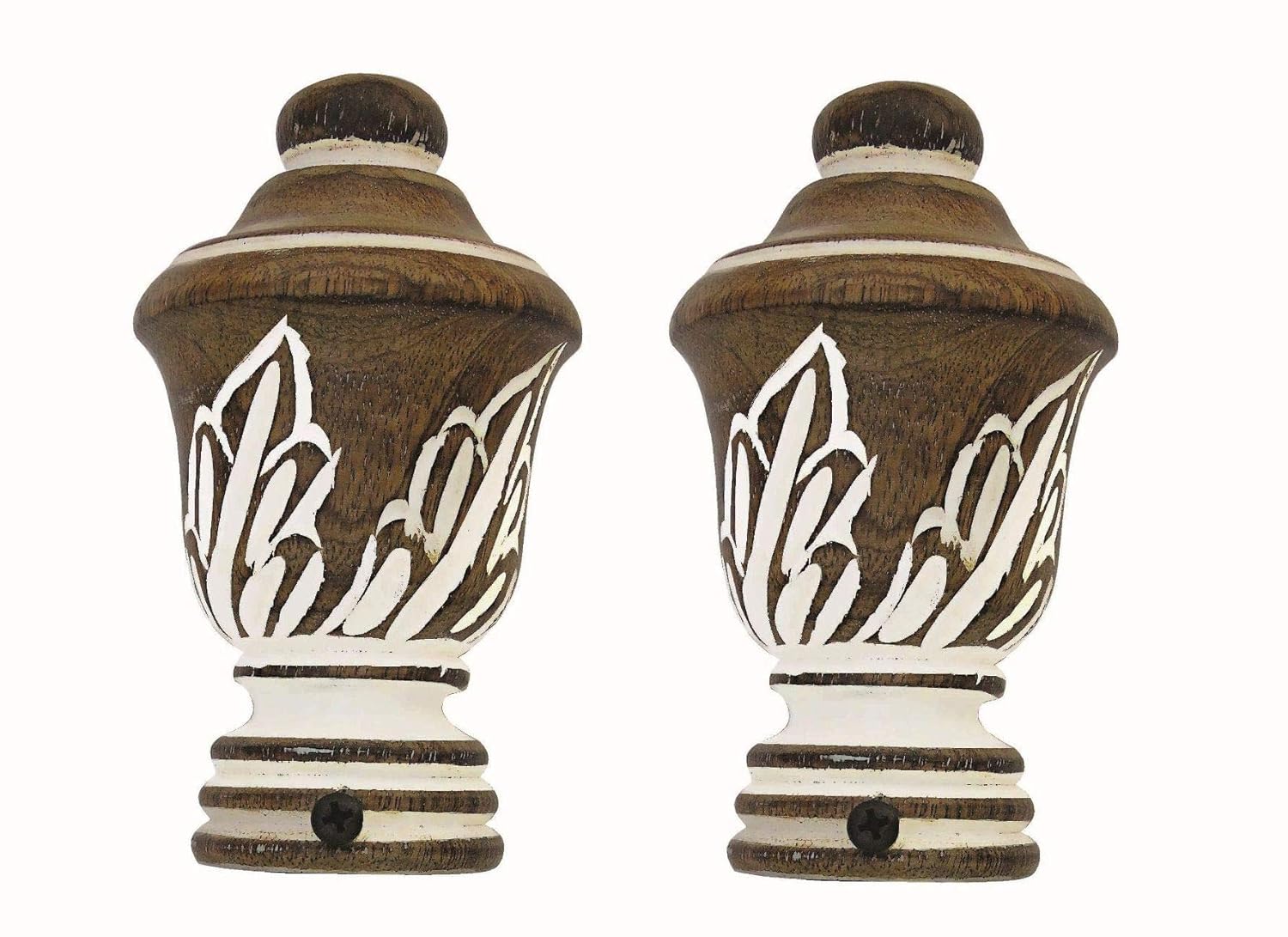 Buy M S Decor Gallery Wooden Curtain Rod Knobs Finials Pole Pack