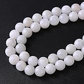 8MM 45PCS Natural Stone White Moonstone Gemstone Semi Precious Beads for Jewelry Making DIY Bracelet