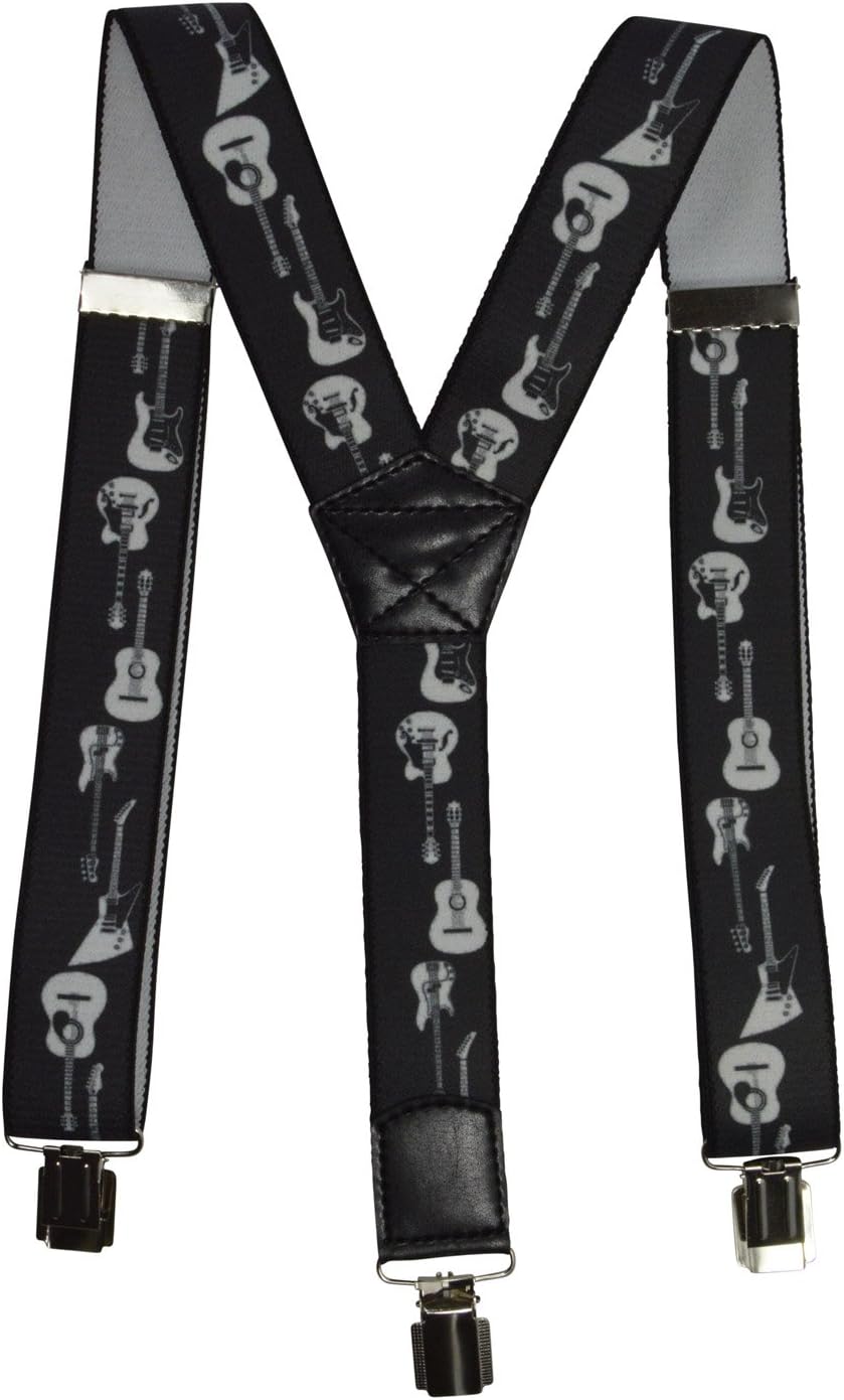 Braces/Suspenders for All Ages, Y-Shape with Guitar Design