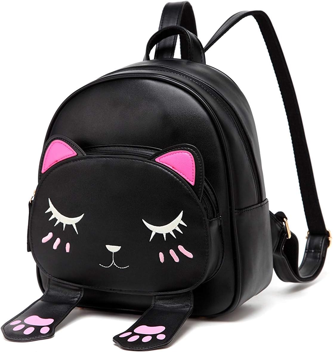 DIOMO Girls Backpacks Purse, Cute Cat Mini Toddler Preschool Bags, Fashion Animal Travel Daypack for Kids (Black)