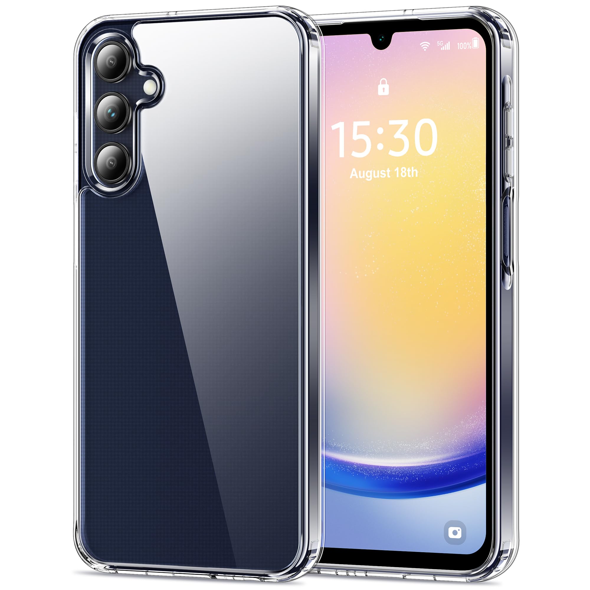 HOOMIL Case for Samsung Galaxy A25, Non-Yellowing, Drop Protection, Anti-Scratch Transparent Hard Back Phone Cover - Crystal Clear