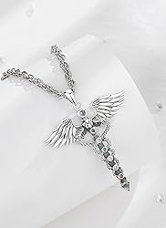 CELESTIA Silver Caduceus 7 Chakra Necklace for