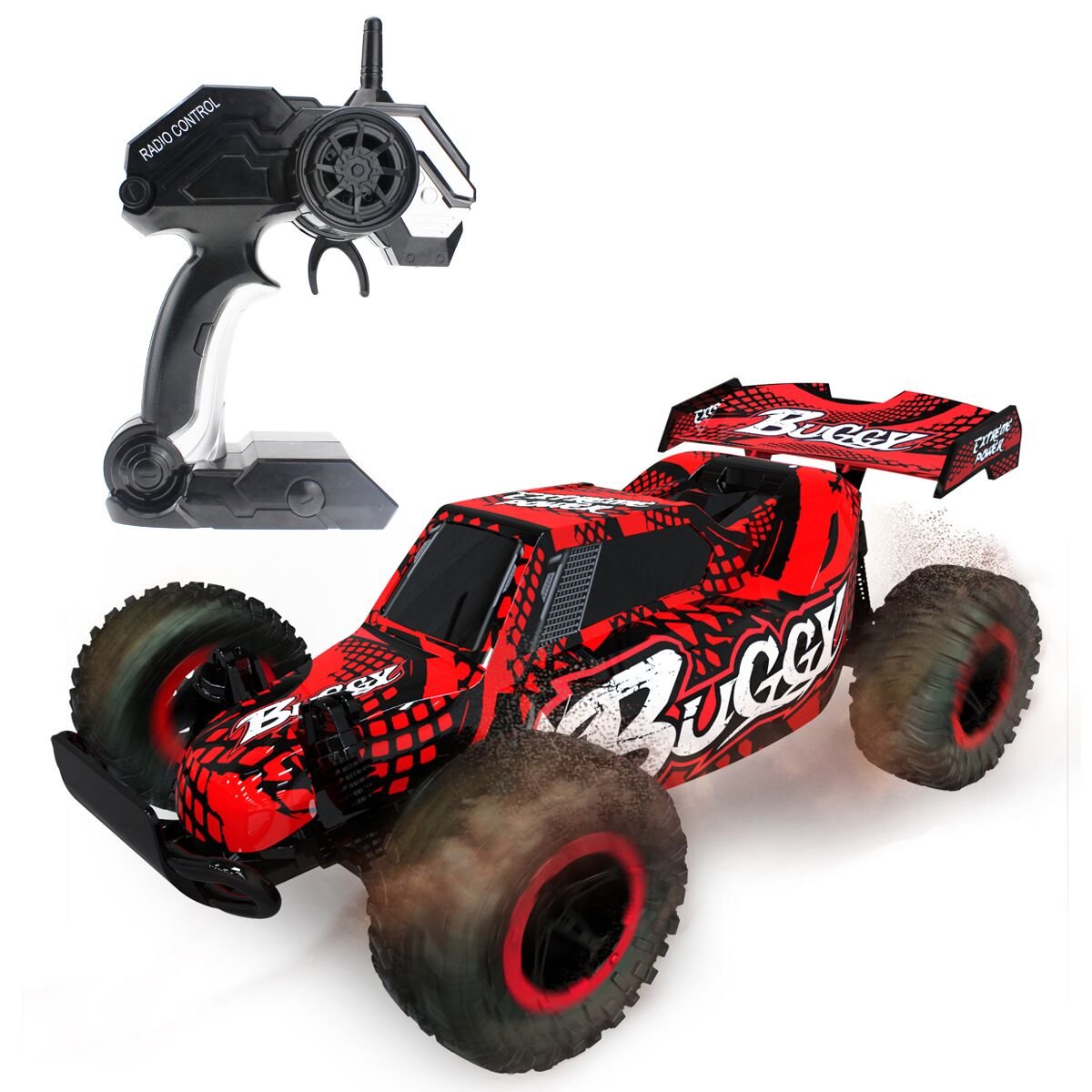 Hugine 1:16 2.4G RC Car Off Road Vehicle High Speed Racing Monster Truck 20km/h Buggy Independent Suspension Radio Control Cars Toys (Red)