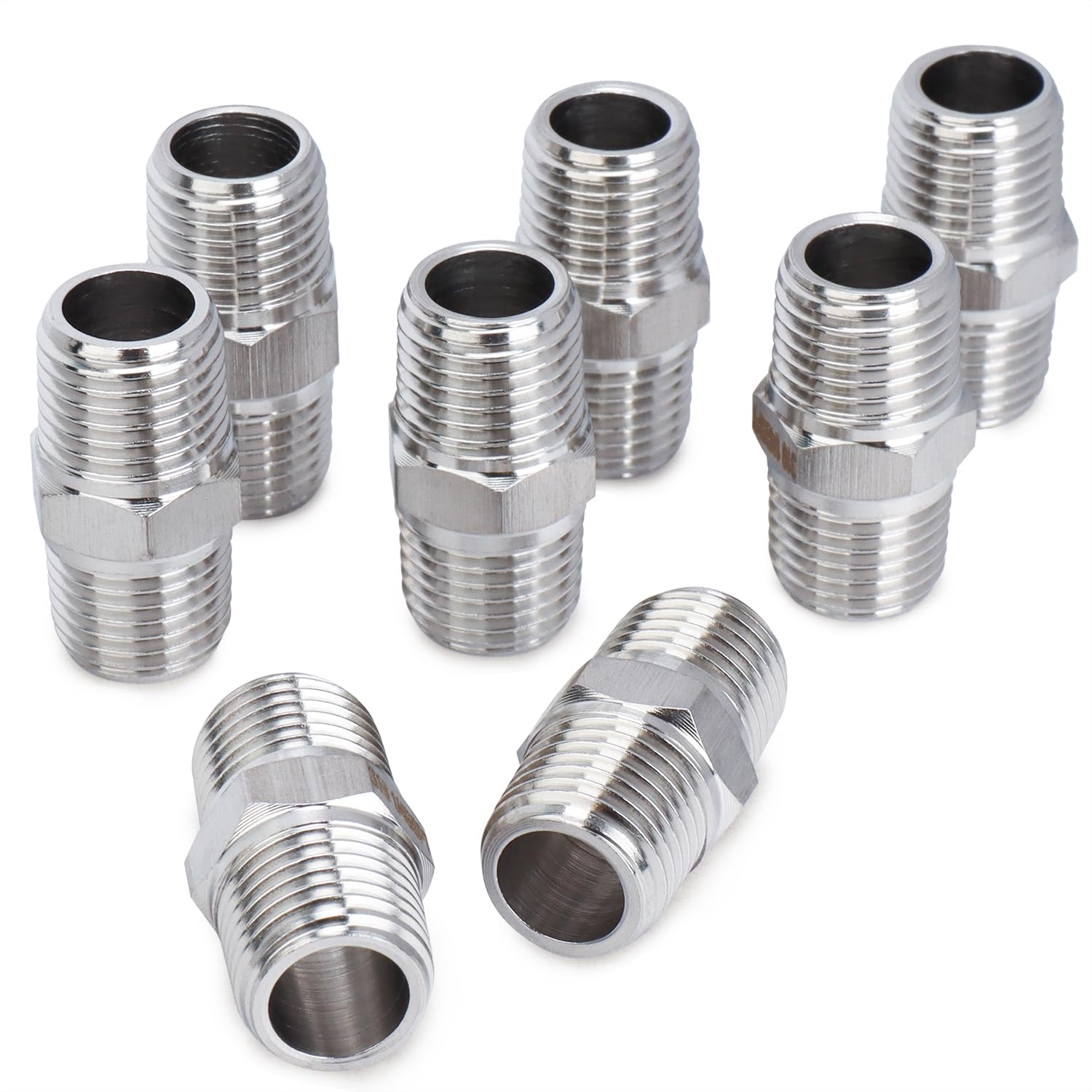 LTWFITTING Stainless Steel 316 Pipe Hex Nipple Fitting 1/4" Male BSPT Air Fuel Water (Pack of 25)