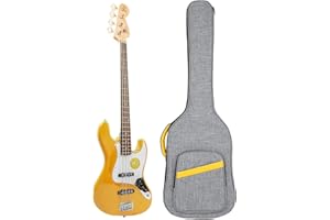 LETSROCK Bass Guitar Case, Bass Guitar Gig Bag 0.4 Inch waterproof Thick Padding Backpack Soft Bass Case Dual Adjustable Shoulder Strap Pocket & Neck Strap Gray