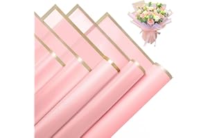 Alijoy 20 Sheets Pink Flower Wrapping Papers - 22.8" x 22.8", Pink Floral Wrap Paper for Flower Bouquet Packaging, Waterproof Flower Paper Wrap for Wedding, Birthday, Anniversary
