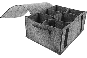 Beavorty Felt Mug Storage Case with Dividers, Portable Camping Cup Organizer Bag, Protective Cupboard Storage