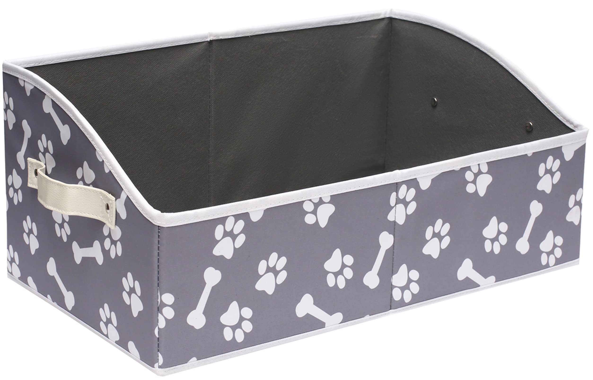 Morezi Dog toy box pet toy storage shallow baskets large perfect for living room area, playroom, closet, shelf gift basket home decoration Bone Paw
