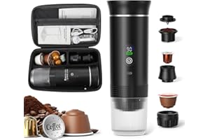 Portable Espresso Maker with Heating, Hot & Cold Brew, Rechargeable Capsule Coffee Maker with Carrying Case, Compatible with 