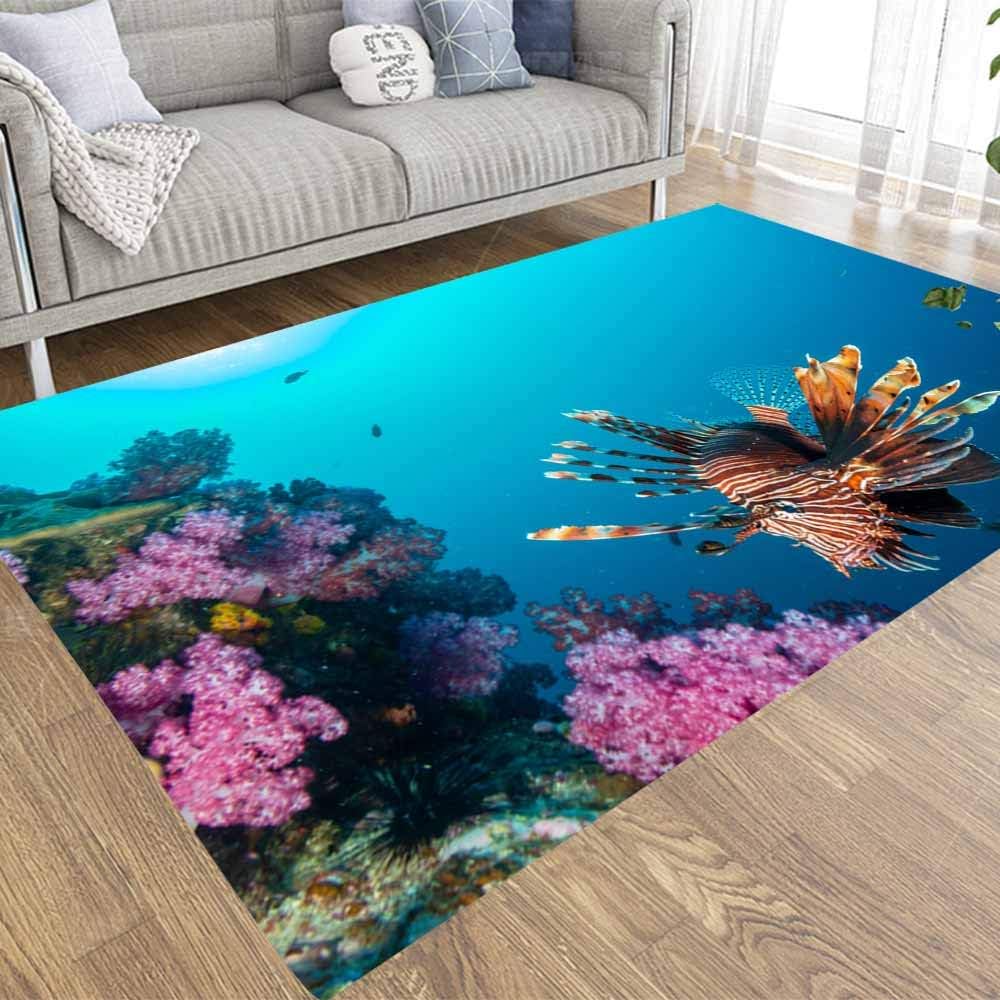 ROOLAYS 5x7 Area Rugs Colorful Tropical Coral Reef Dusk