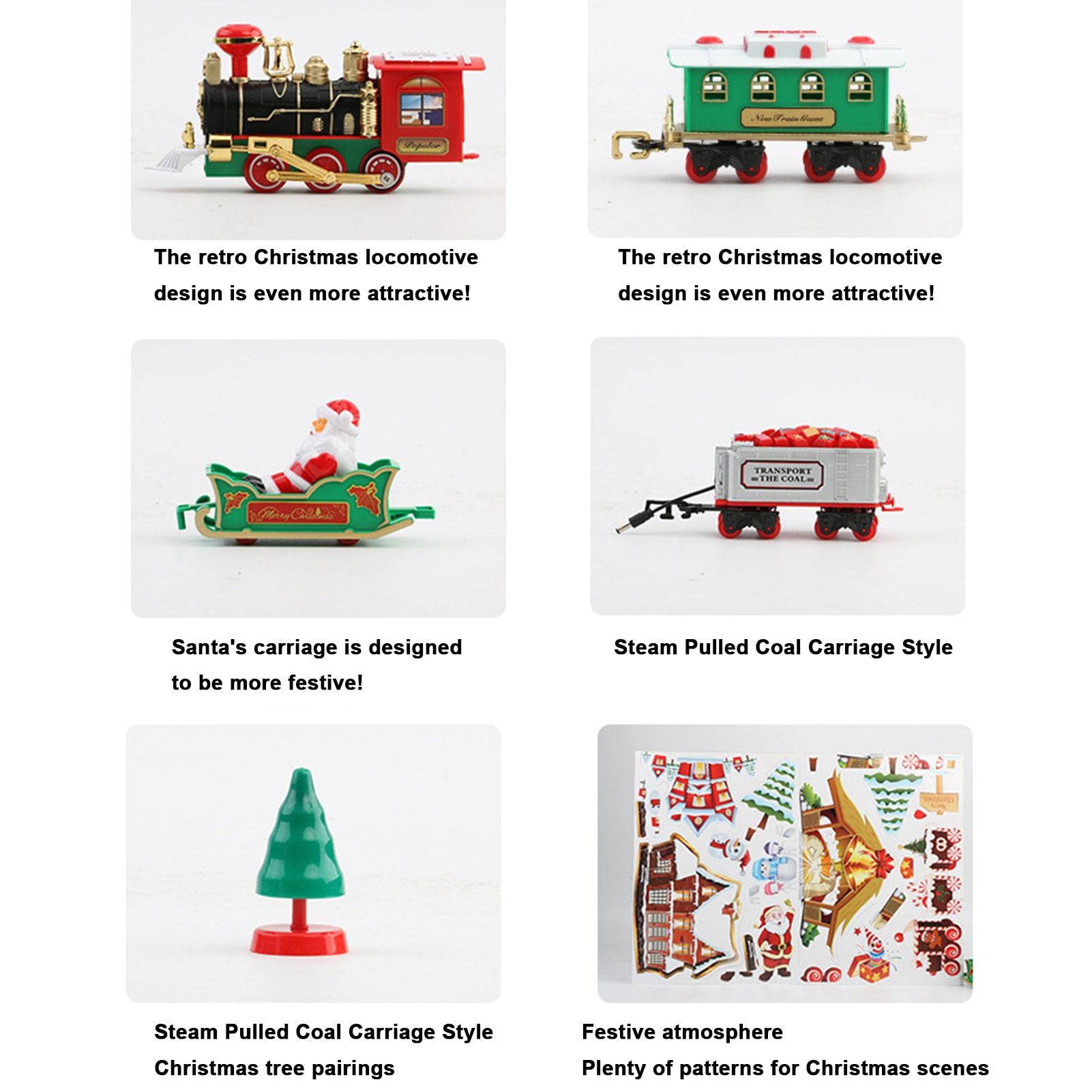 Christmas Train Steam Train Set for Around Christmas Tree Electric Toy Train with Lights for Kids Christmas Train Electric Hanging Decorative Track Set with Sound and Light Christmas Toy Set for Kids
