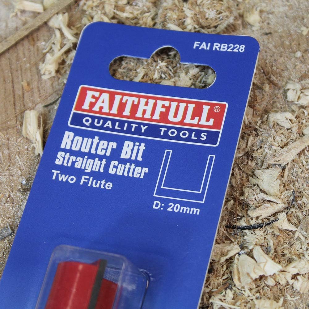 Faithfull FAIRB228 Router Bit TC Two Flute 1/4in 20mm, Red / Silver, 20.00mm - Image 4