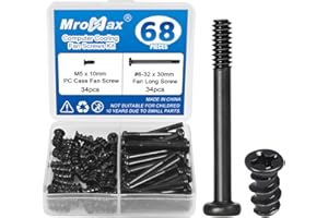 34 Sets (68Pcs) Computer Cooling Fan Screws Kit, #6-32 x 30mm Fan Screw + M5 x 10mm PC Case Fan Screws, Black Radiator Fan Sc