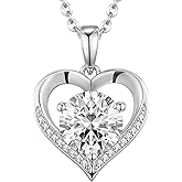 2-carat Moissanite S925 Silver Necklaces Gifts for Women with Heart Pendant,Gift for Mother,Wife or Girlfriend on Birthdays,Anniversaries,Valentine's Day,Mother's Day,Christmas and other holidays