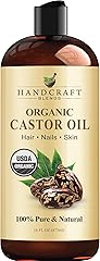 Handcraft Blends Organic Castor Oil - 16 Fl Oz - 100% Pure and Natural - Premium Grade Carrier Oil for Hair Growth, Eyelashes