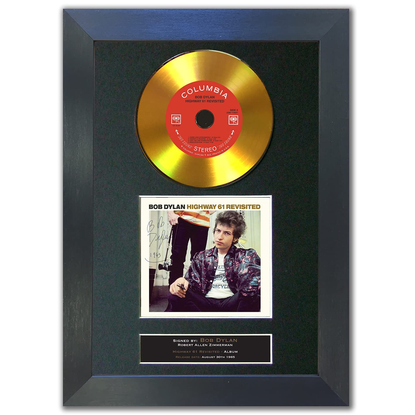 Bob Dylan GOLD DISC Highway 61 Album Cd Signed Autograph Mounted Reproduction Disc & Print A4#143