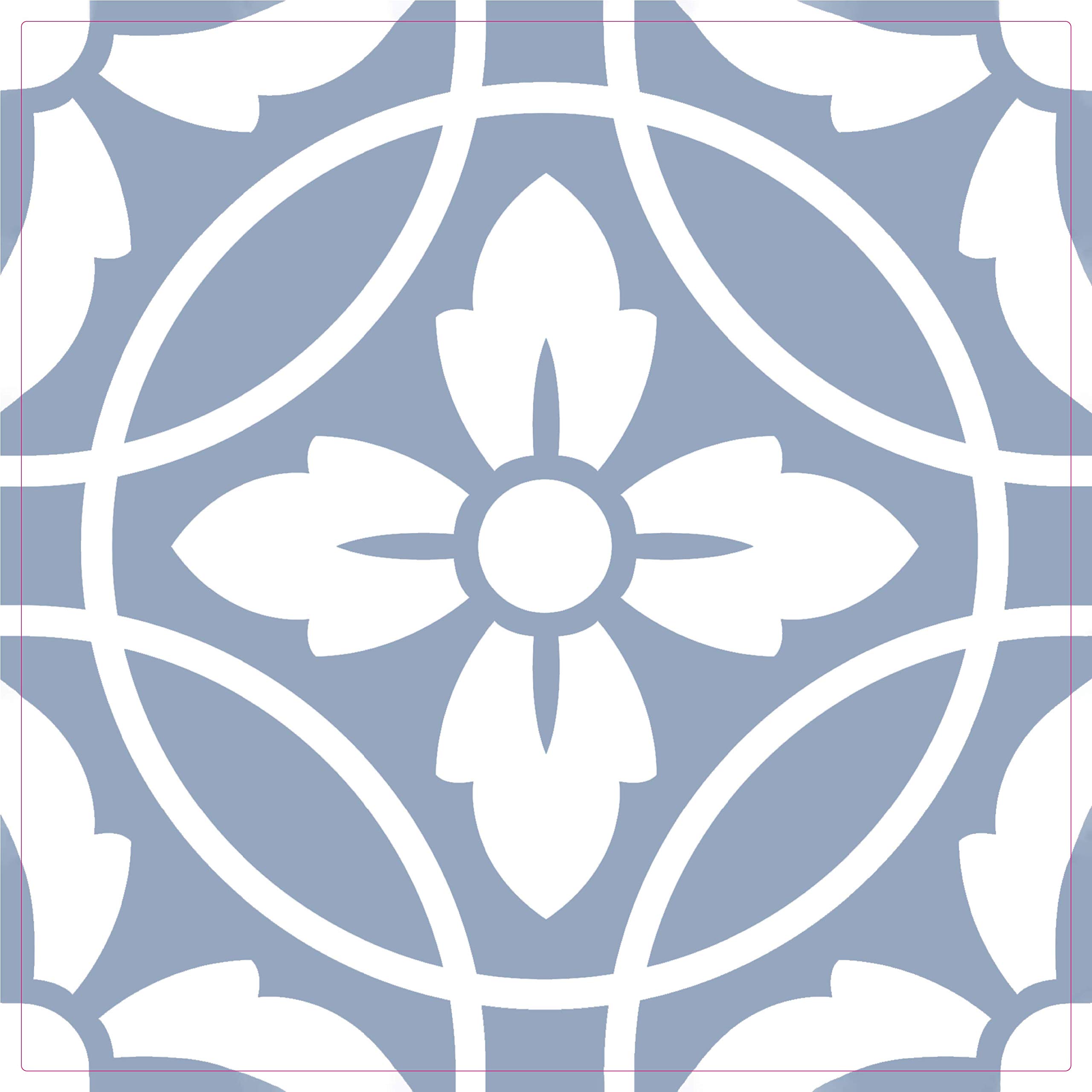 Blue Tile Stickers Victorian Morrocan Modern self Adhesive wall Art Decor transfers- Bathroom backsplash Kitchen splashbacks Floral Decals Peel and Stick (Blue 2 Modern, 6 inch) Pack of 10